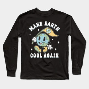 Earth Day Make Earth Cool Again Retro Mascot Statement Long Sleeve T-Shirt